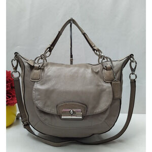 Coach Kristin Gray Leather Zipper Hobo Crossbody Shoulder Bag